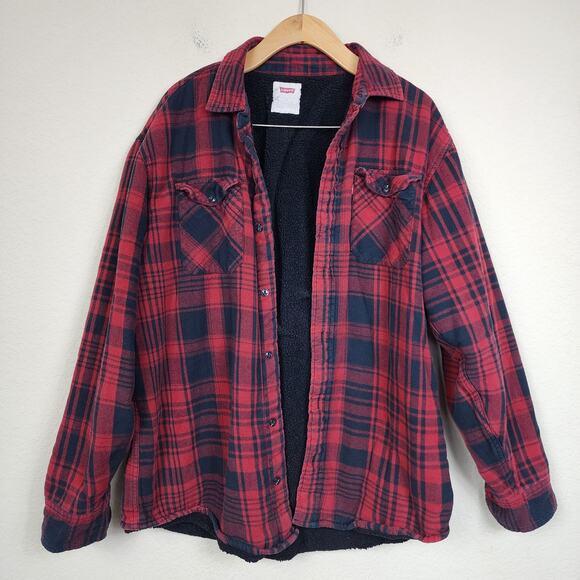 Levi's Medium Red Black Plaid Lined Jacket - Picture 1 of 4
